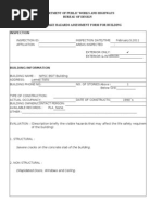 Department of Public Works and Highways Bureau of Design Earthquake Hazards Assessment Form For Building Inspection