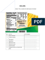 Soal Label: TEXT 1: Label of Food Observe The Label of Food Below. Then, Complete The Table Based On The Label