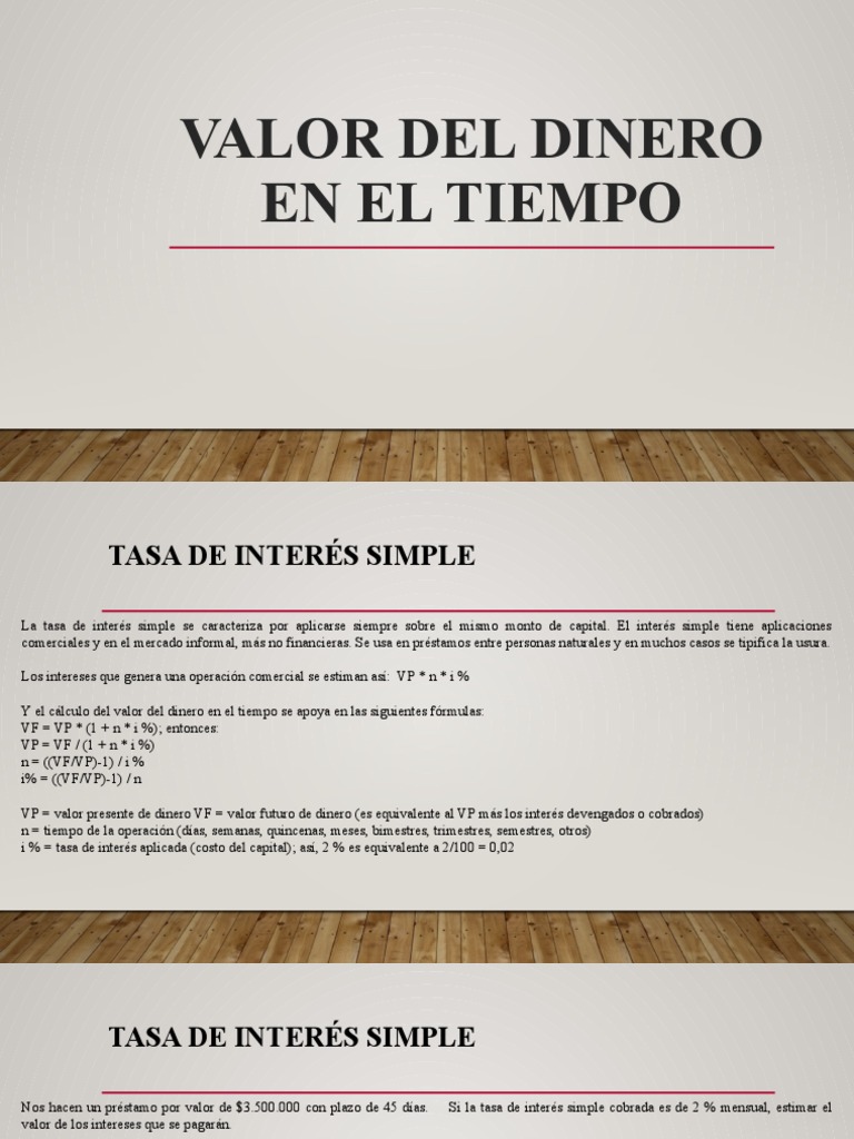 Valor Del Dinero en El Tiempo | PDF | Flujo de caja descontado | Interés