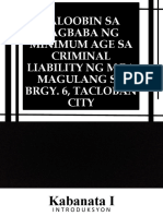 Saloobin Sa Pagbaba NG Minimum Age Sa Criminal Liability NG Mga Magulang Sa Brgy. 6, Tacloban City