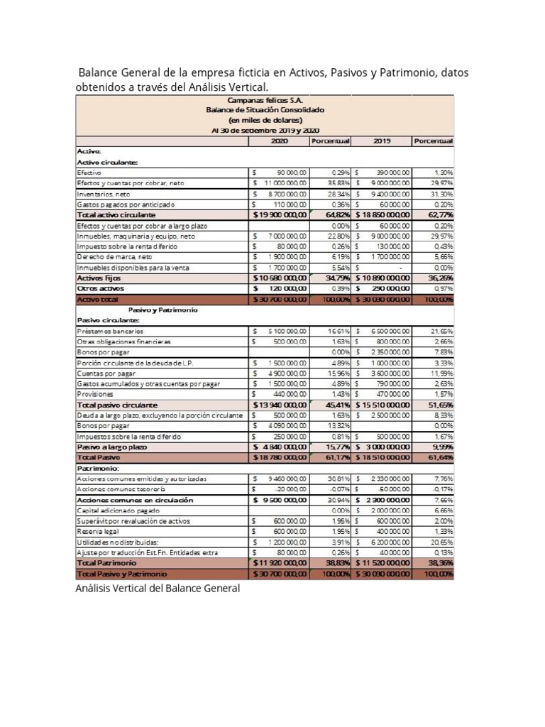 Balance General de Empresa Ficticia | PDF | Estado de resultados | Business