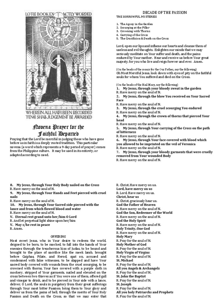 Novena Prayer For The Dead PDF Rosary Jesus