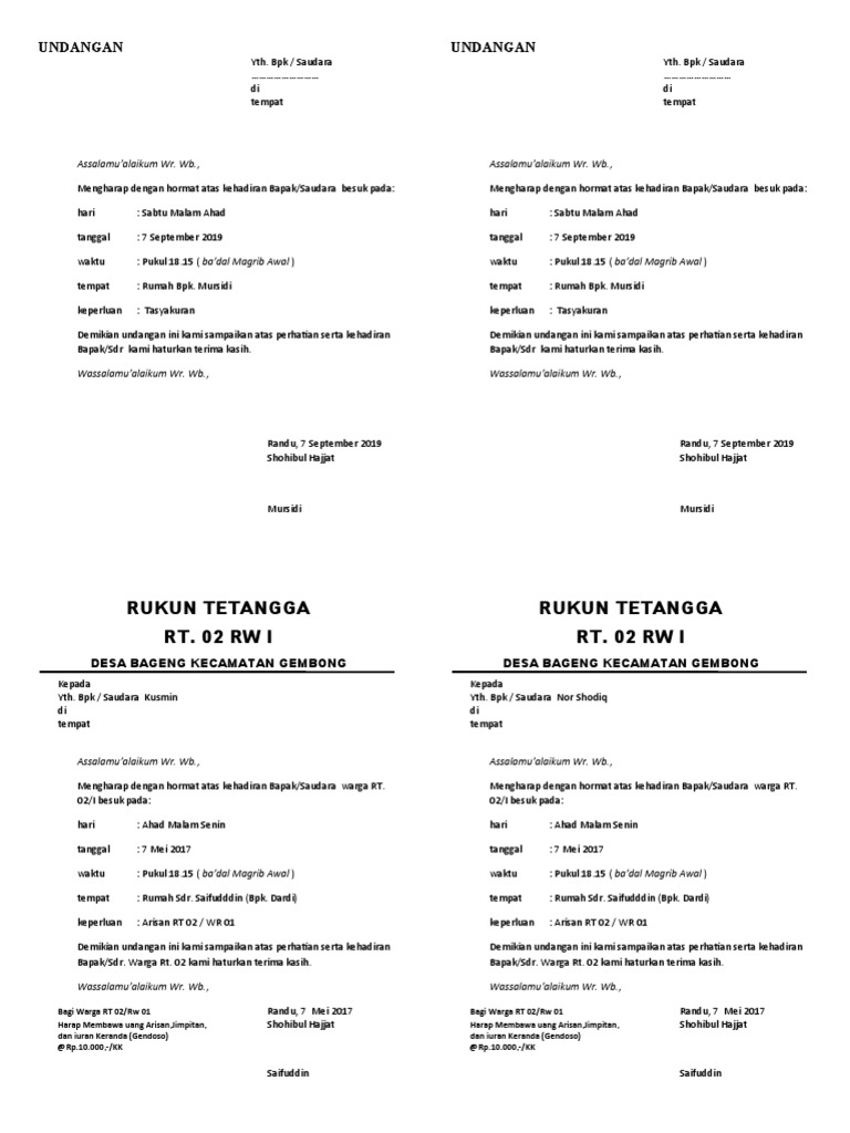 Undangan RT | PDF