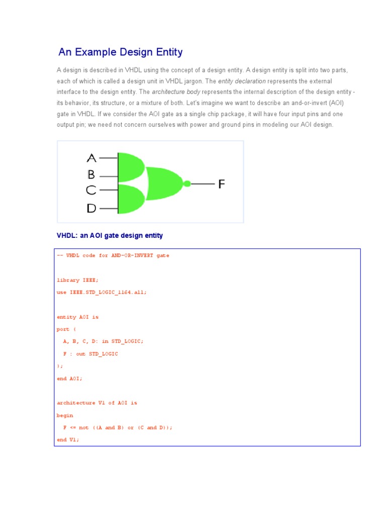 VHDL AOI Gate Design Example | PDF | Vhdl | Variable (Computer Science)