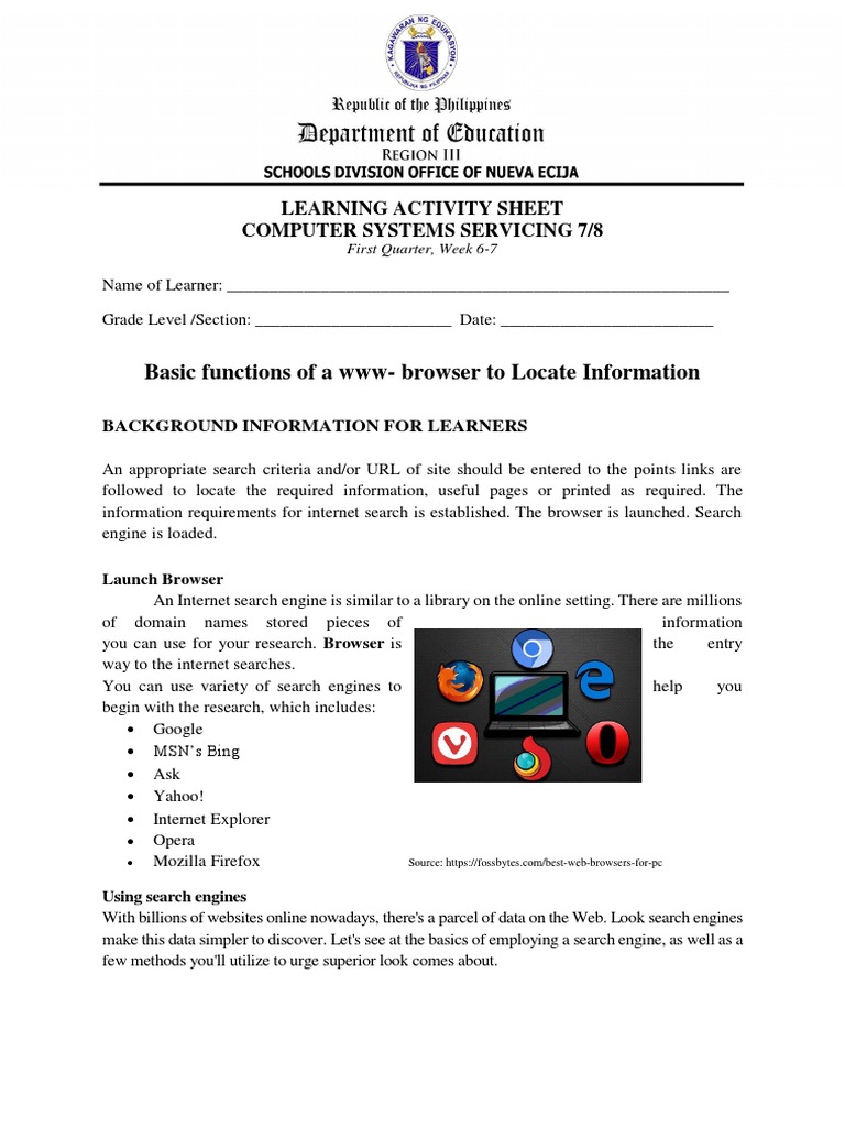 Basic Functions of a Web Browser | PDF | World Wide Web | Internet & Web