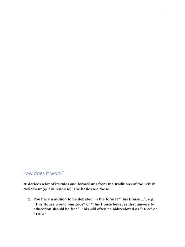 British Parliamentary Debate PDF