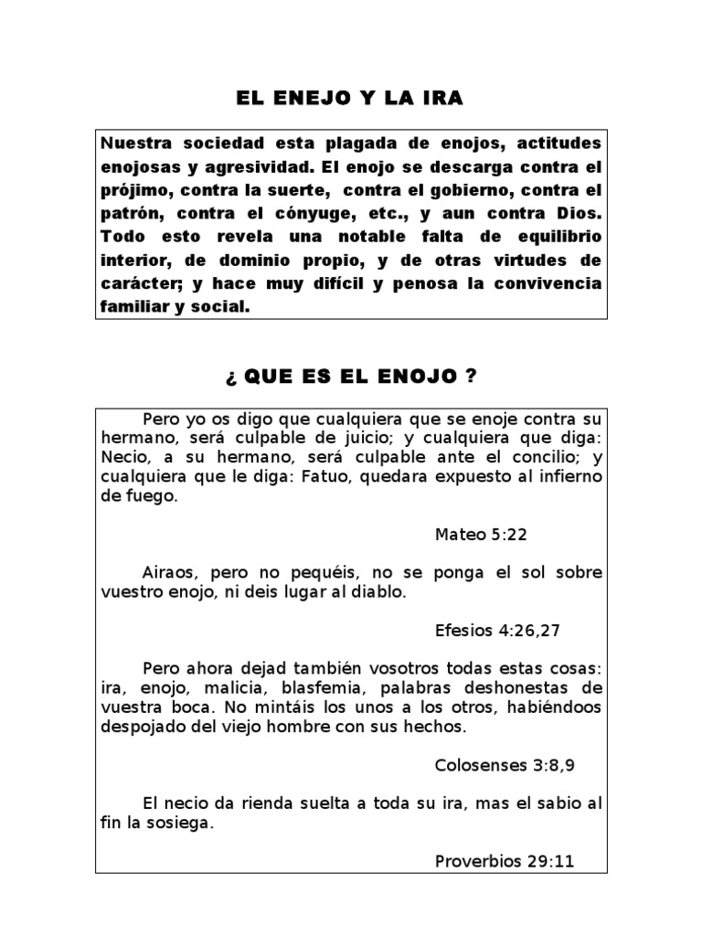 Controlando el Enojo y la Ira | PDF | Ira | Cristo (título)
