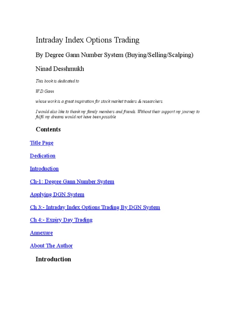 Intraday Index Options Trading by Degree Gann Number System Buying