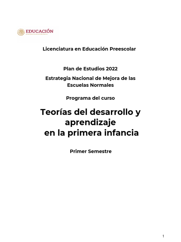 Teorias Del Desarrollo y Aprendizaje en La Primera Infancia | PDF ...