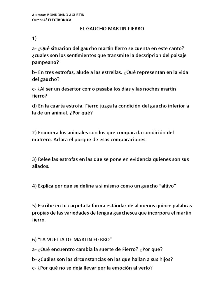 El Gaucho Martin Fierro Lengua 2020 Pdf