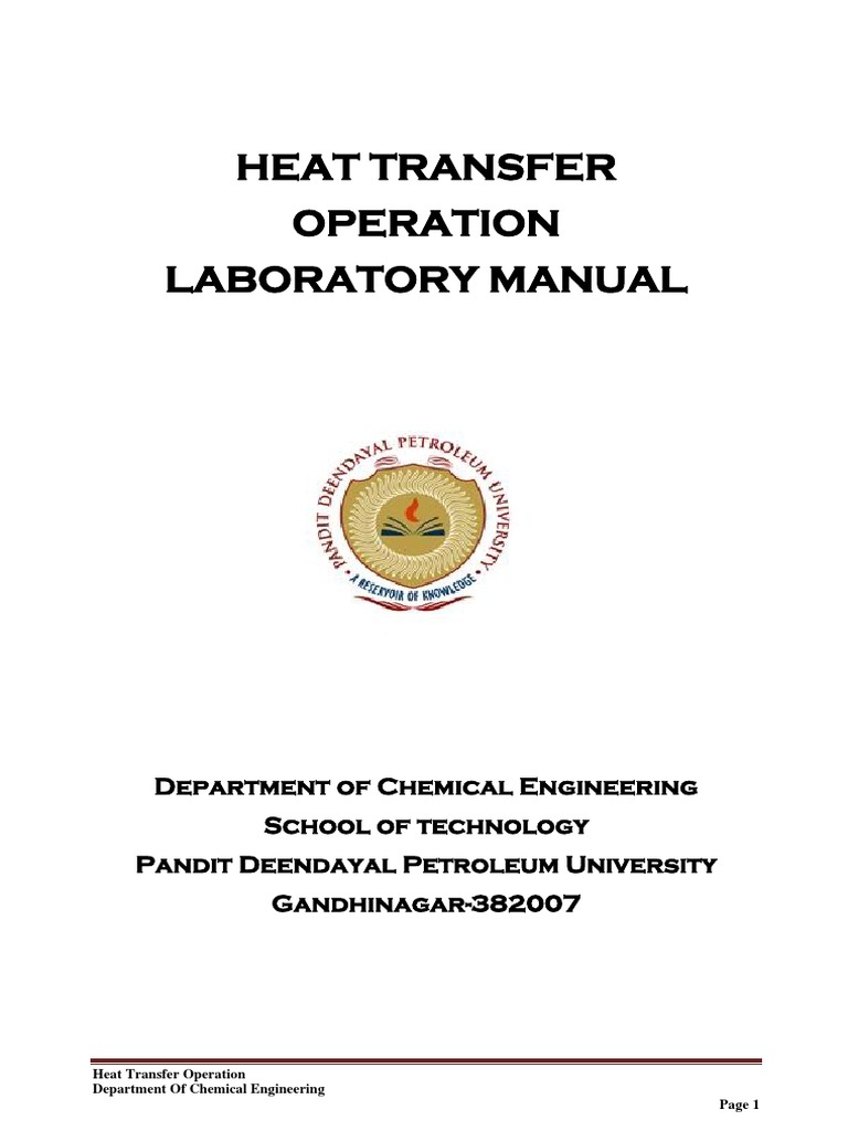 Heat Transfer Laboratory Manual | PDF | Heat Transfer | Heat Exchanger