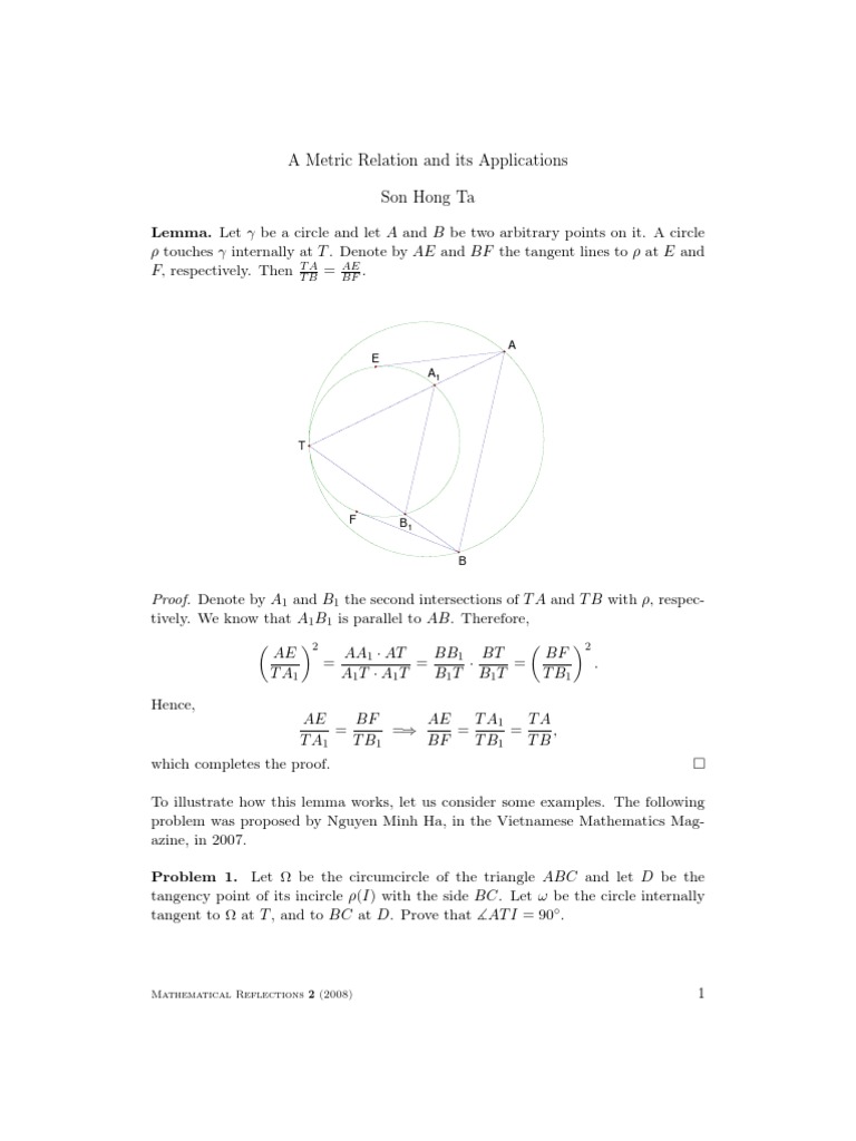 Metric Relation | PDF