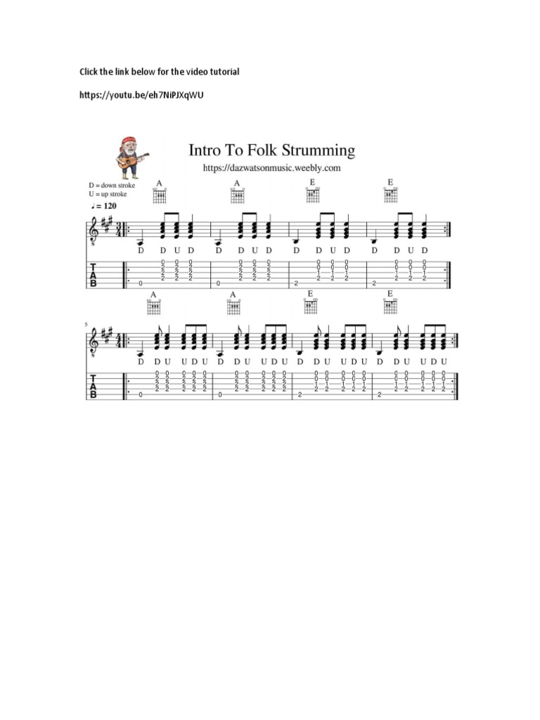 Folk Guitar Strum Pattern For Beginners PDF