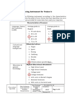 Data Gathering Instrument For Trainee OAP NCII