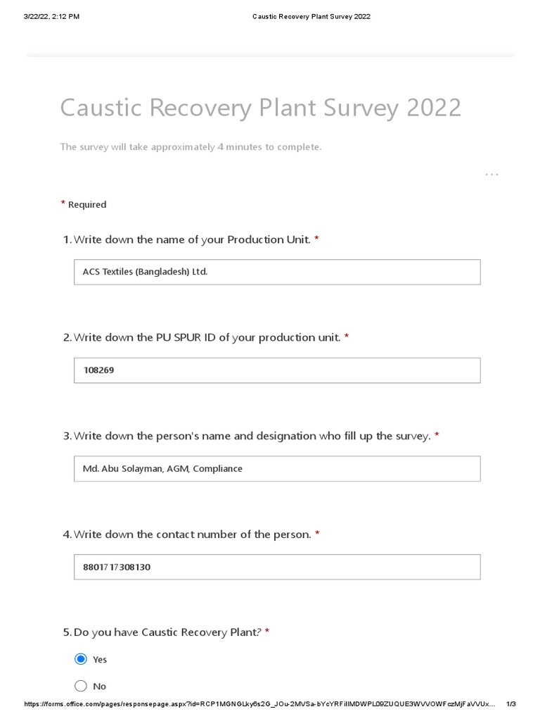 Caustic Recovery Plant Process