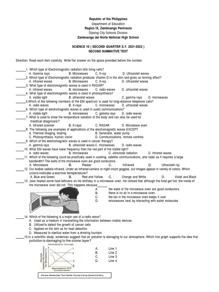 Science Test for High School Students | PDF | Electromagnetic Radiation ...