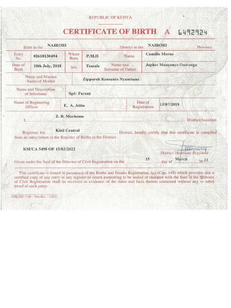 Untitled-2birth Certificate Kenyan | PDF