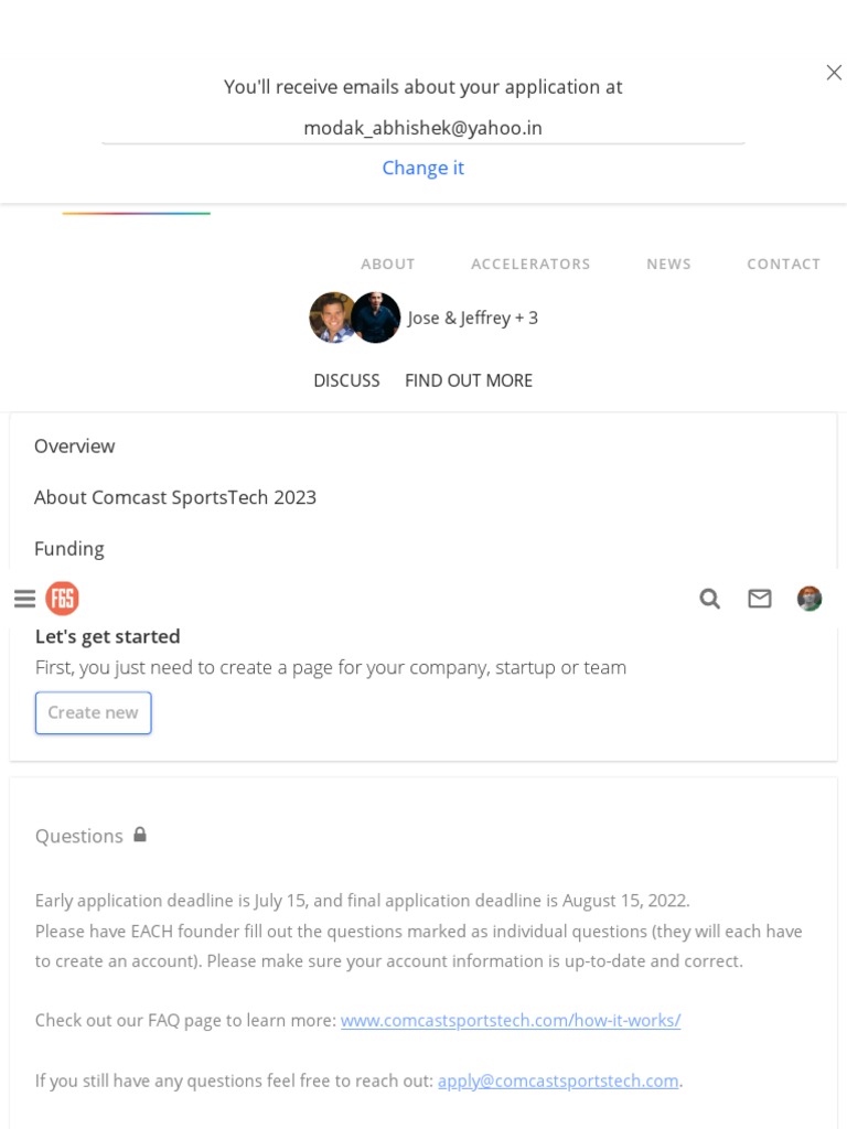 Apply To Comcast SportsTech 2023 F6S PDF Business