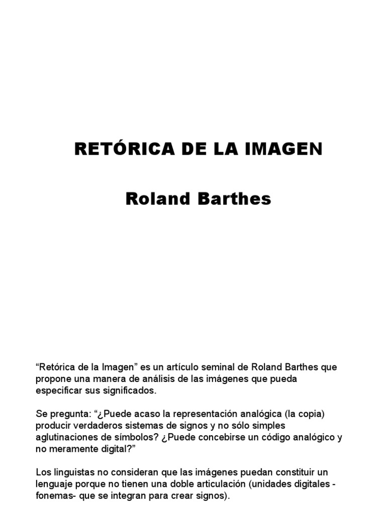 Barthes y Publicidad | PDF | Imagen | Los símbolos