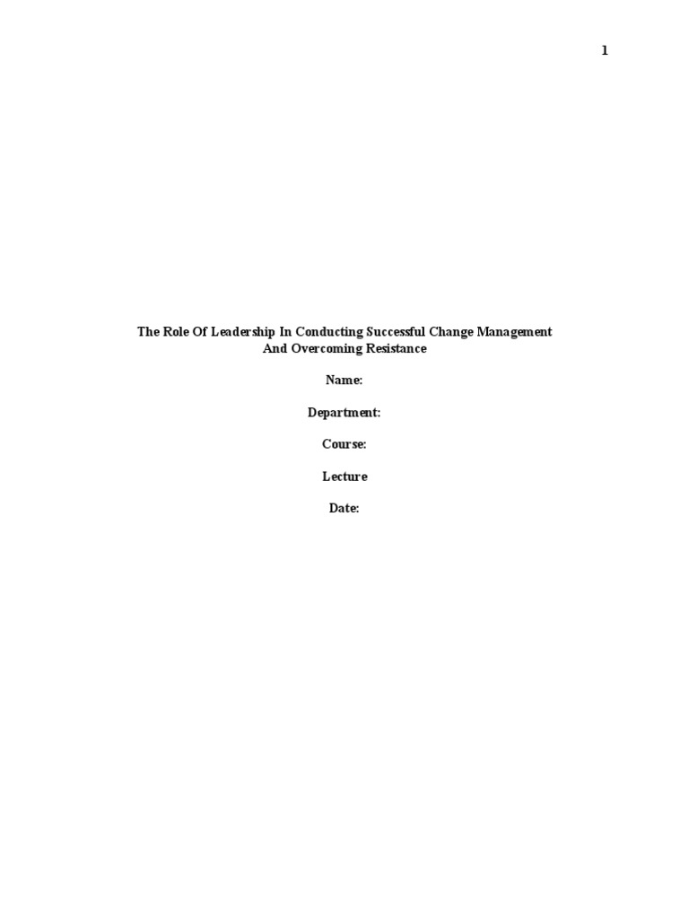 Leadership's Role in Change Management | PDF | Leadership | Change ...