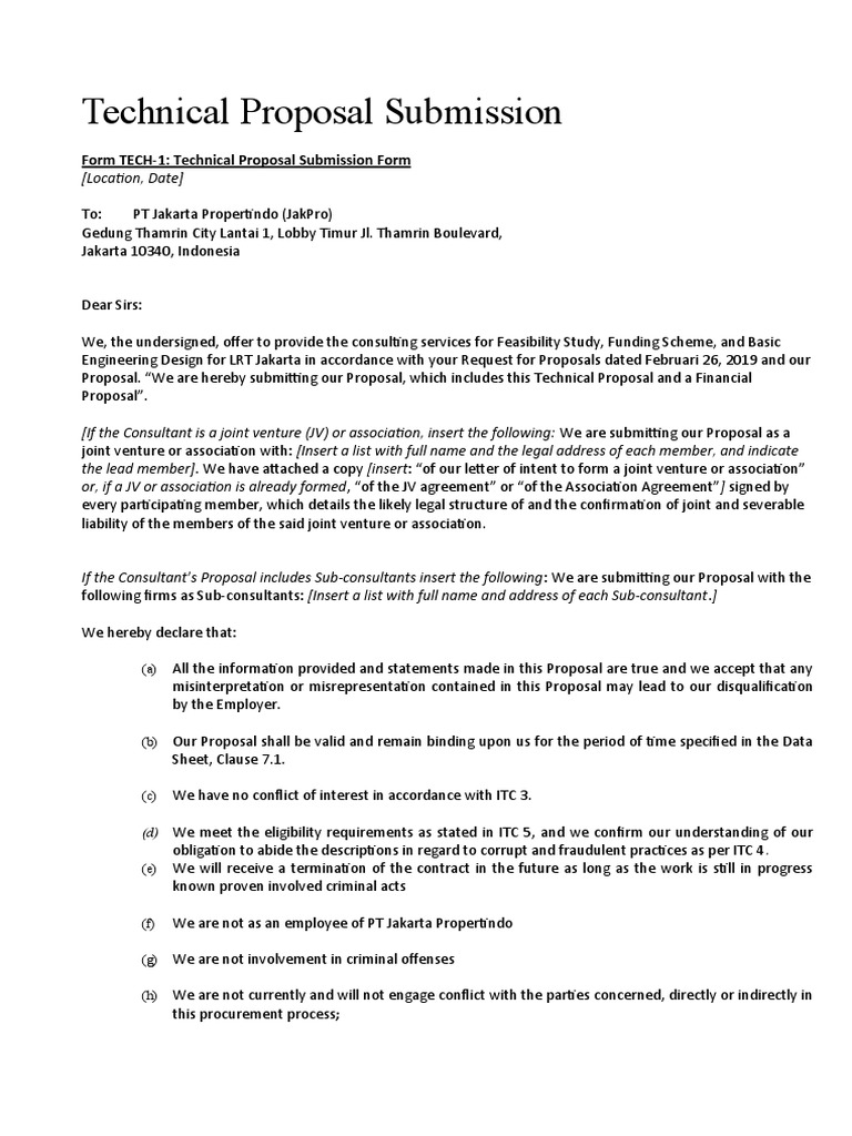 Technical Proposal Submission PDF Salary Employment