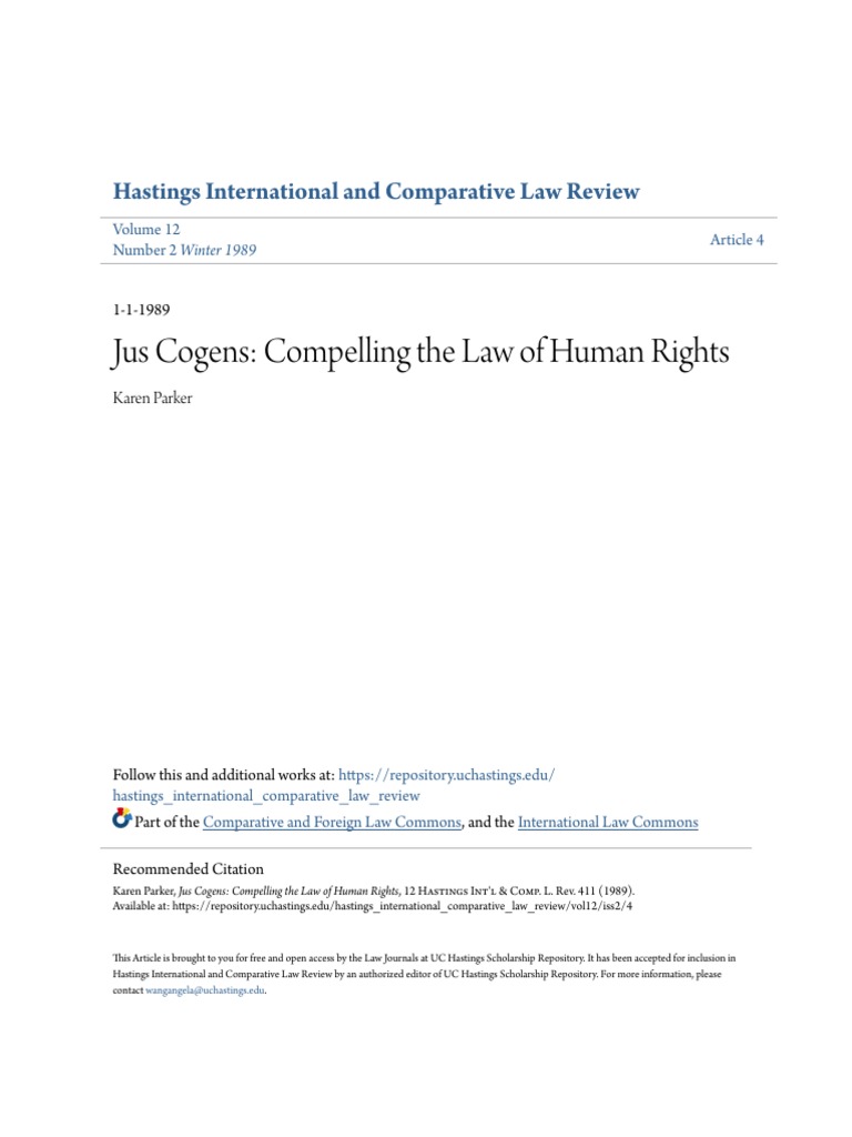 Jus Cogens Compelling The Law of Human Rights PDF International