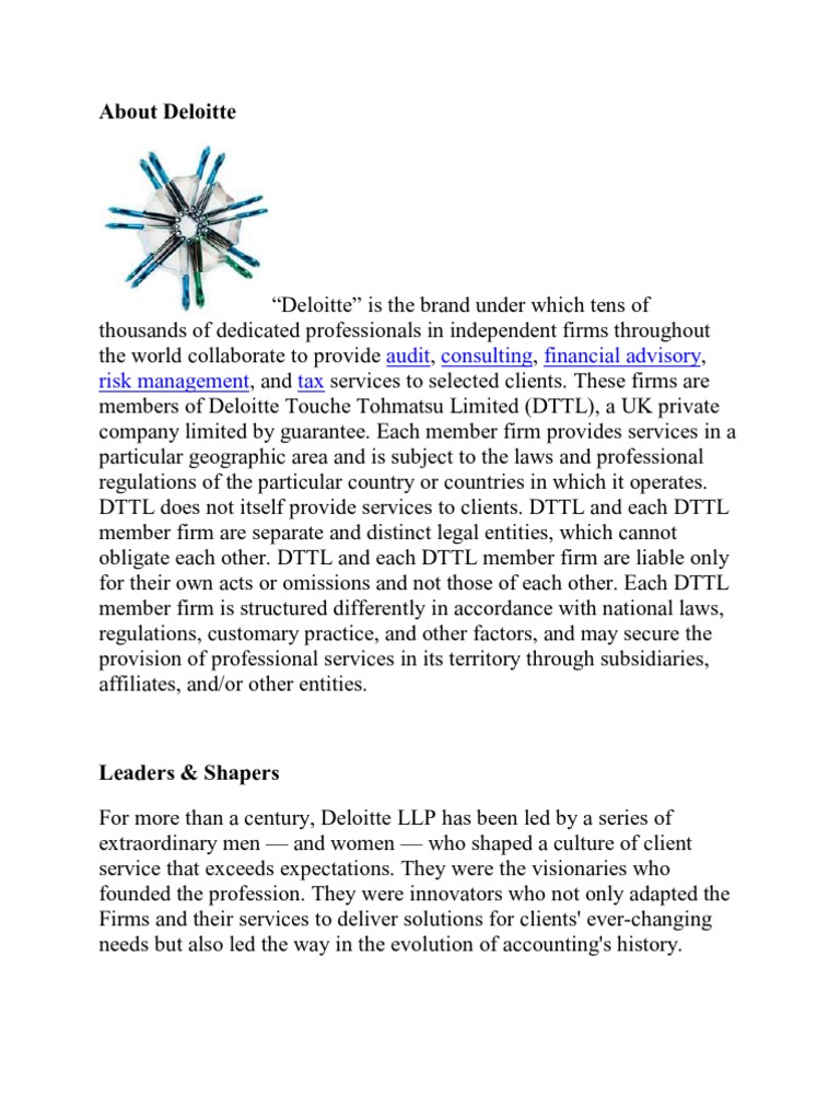 Deloitte Pdf Corporations Corporate Business History