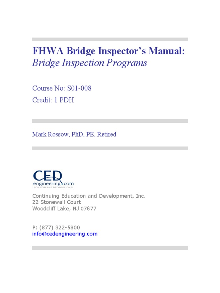 FHWA Bridge Inspector's Manual Bridge Inspection Programs R2 | PDF ...