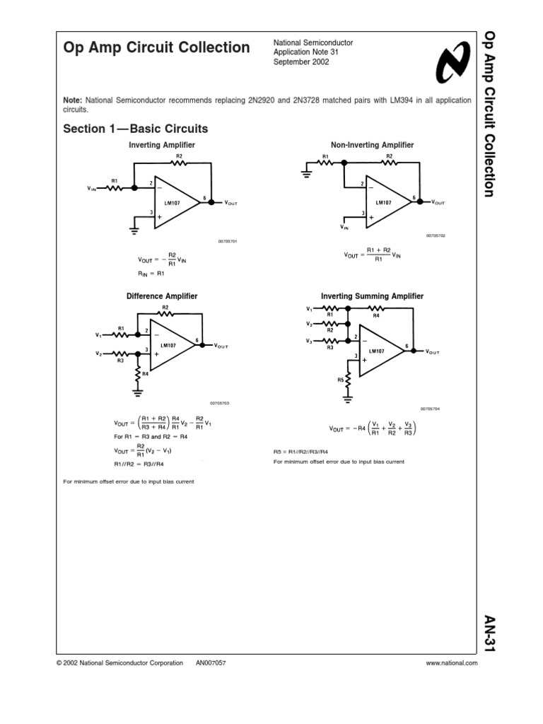 Op Amp Circuit Collection: Section 1-Basic Circuits | PDF