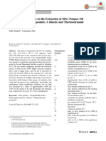 Processing Parameters On The Extraction of Olive Pomace Oil and Its Bioactive Compounds: A Kinetic and Thermodynamic Study