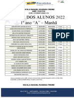 Lista de alunos da Escola Manoel Rosendo Freire de 2022