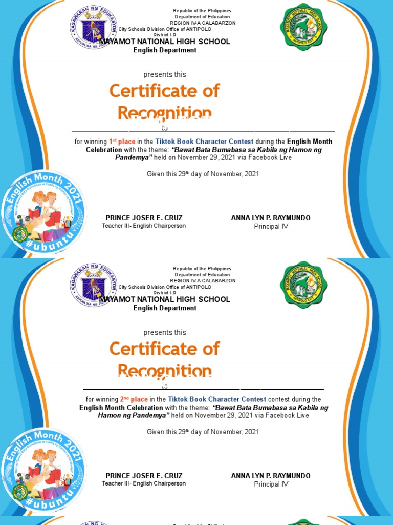 Certificate of recognition winners pdf philippines