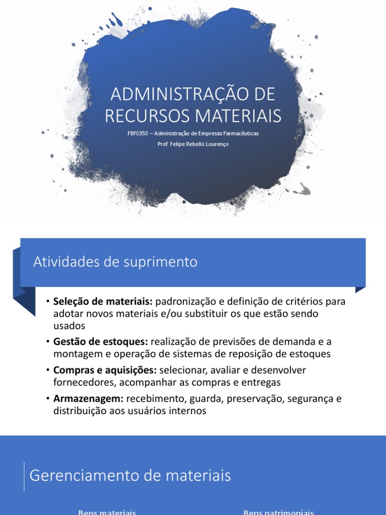 Aula 3 - Administração de Recursos Materiais | PDF | Logística | Cadeia ...