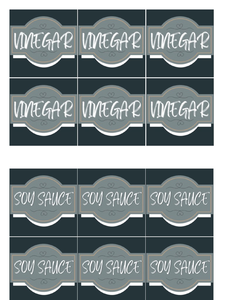 Condiments Labels | PDF