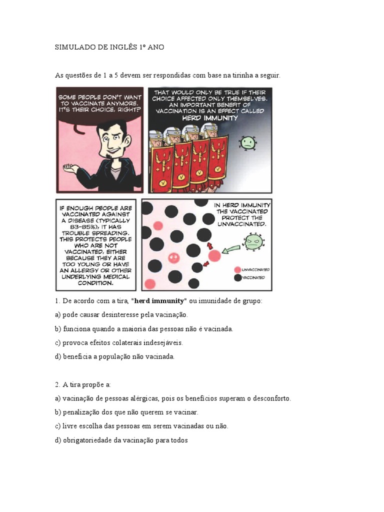 Simulado de Inglês 1º Ano Do Ensino Médio | PDF | Imunologia