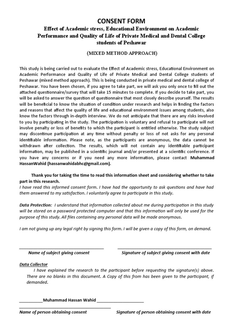 Ethical approval project submission form pdf informed consent