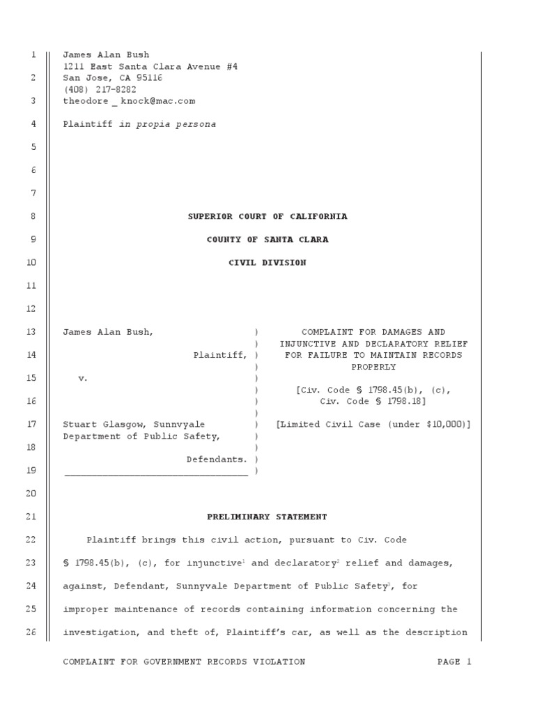 Superior Court of California County of Santa Clara Civil Division | PDF ...
