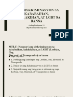 Ang Diskriminasyon sa Kababaihan, Kalalakihan, at LGBT (1)