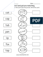 CVC Picture Word Matching Preschool Worksheet 1