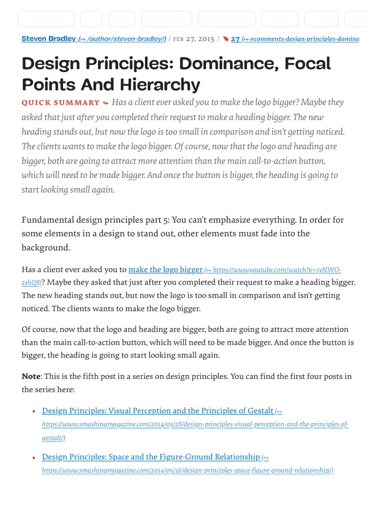 Design Principles: Dominance, Focal Points And Hierarchy – JRABG