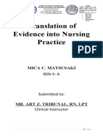 Translation of Evidence Into Nursing Practice