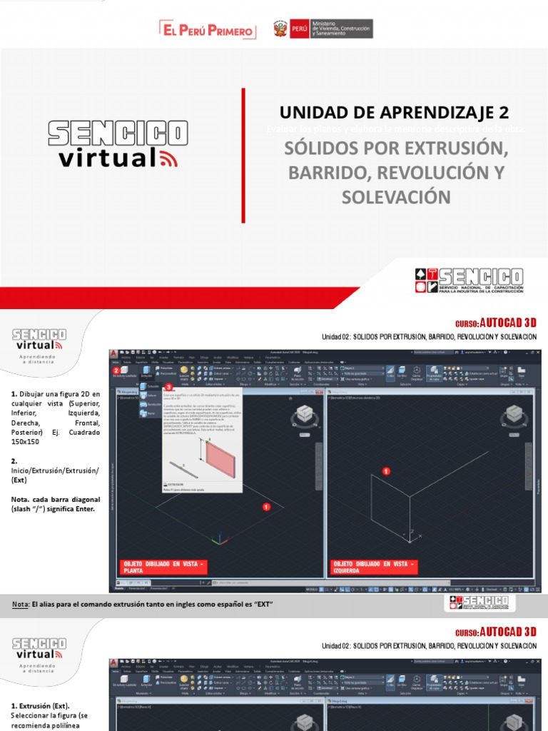Técnicas de Extrusión en AutoCAD 3D | PDF | Cad automático | Rotación