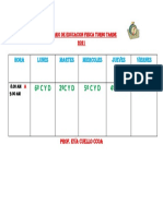 Horario de Educacion Fisica Turno Tarde (2021