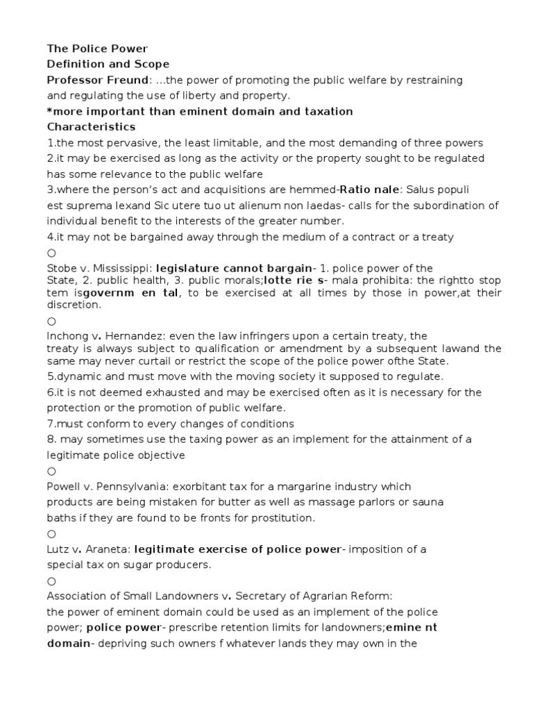 The Police Power | PDF | Eminent Domain | Police Power (United States ...