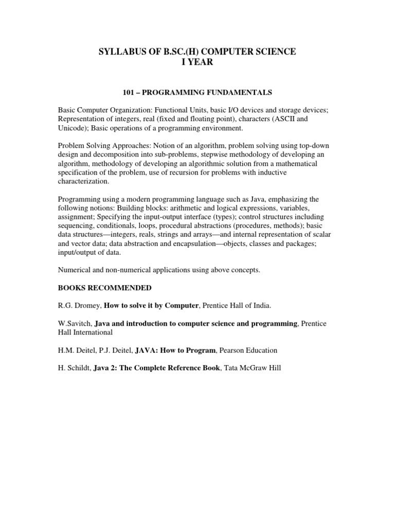 Syllabus of b sc h computer science i year pdf software quality