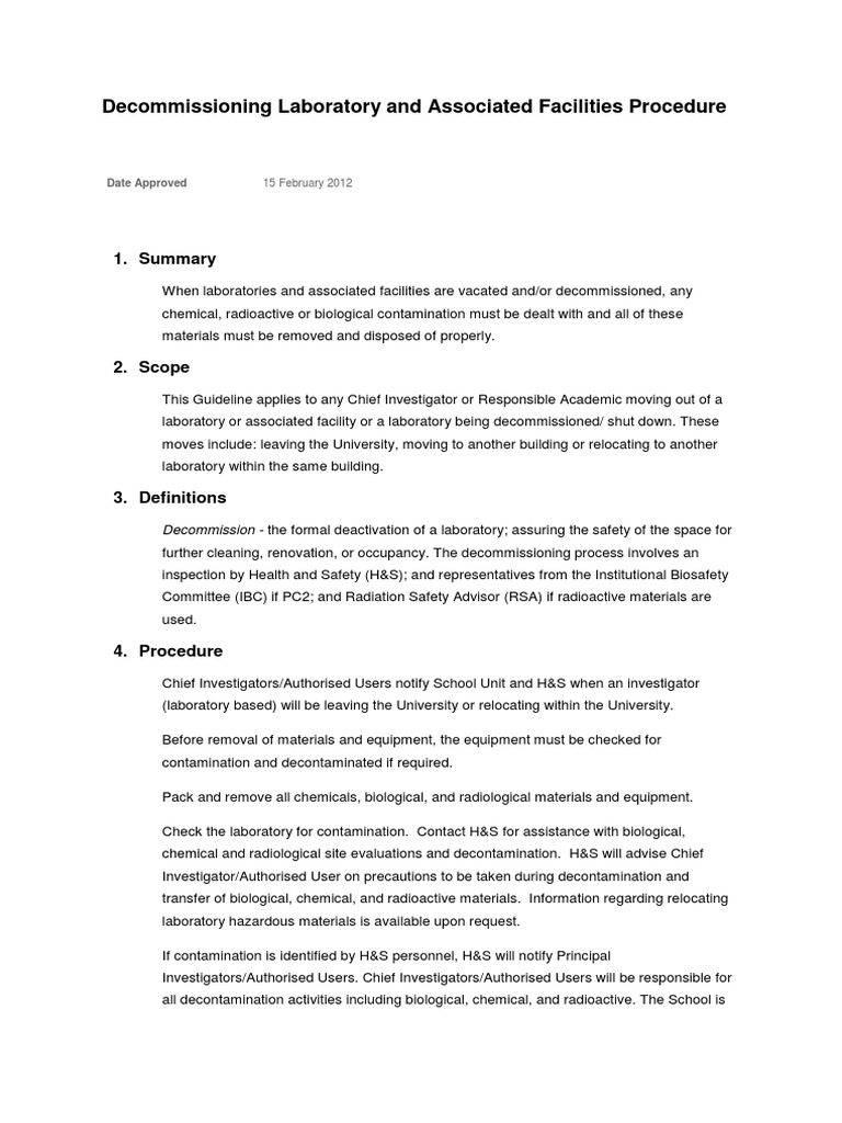 Laboratory and Associated Facilities Procedure PDF