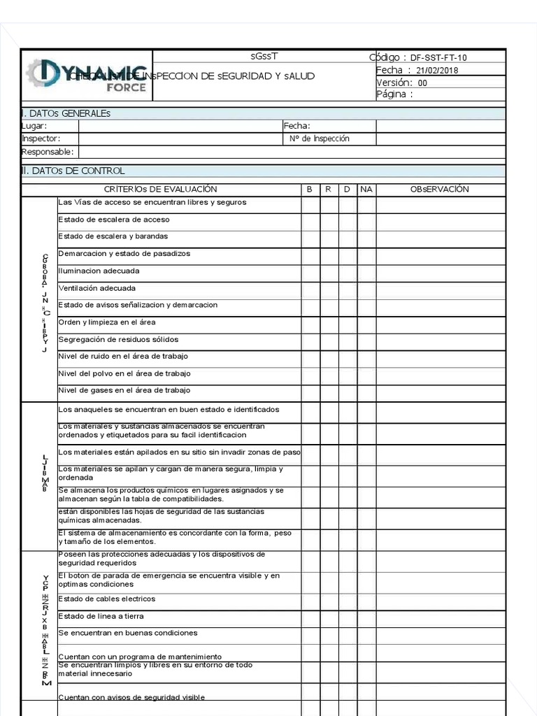 PDF Ra Hse FT 091 Check List de Inspeccion de Almacen | PDF ...