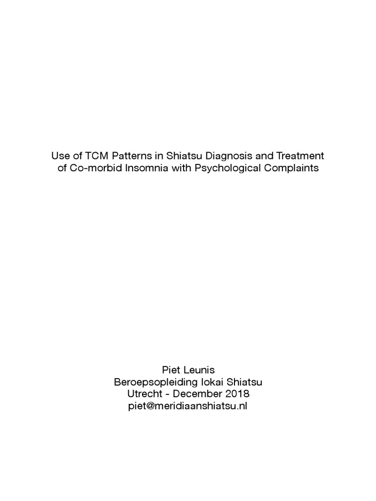 TCM Patterns Improve Insomnia and Psychological Symptoms PDF Sleep