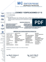 Carta de Presentacion de MC Enterprise para Construcciones y Edificaciones Gyg