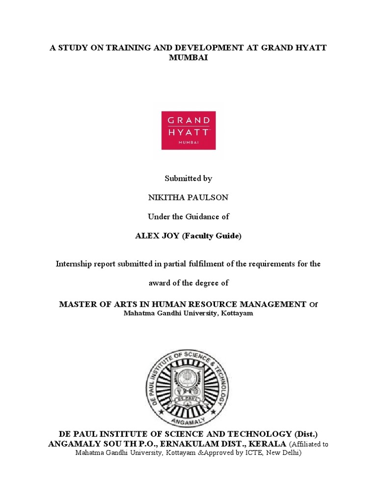 Training & Development at Grand Hyatt | PDF | Employment | Business
